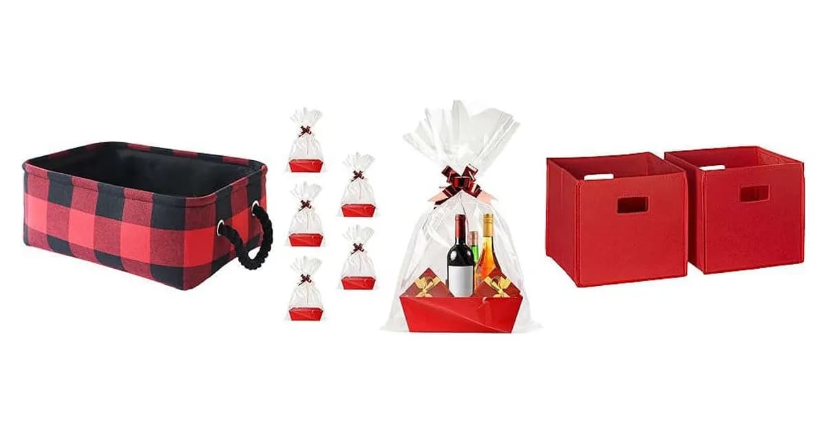 Image that represents the product page Red Baskets For Gifts inside the category celebrations.