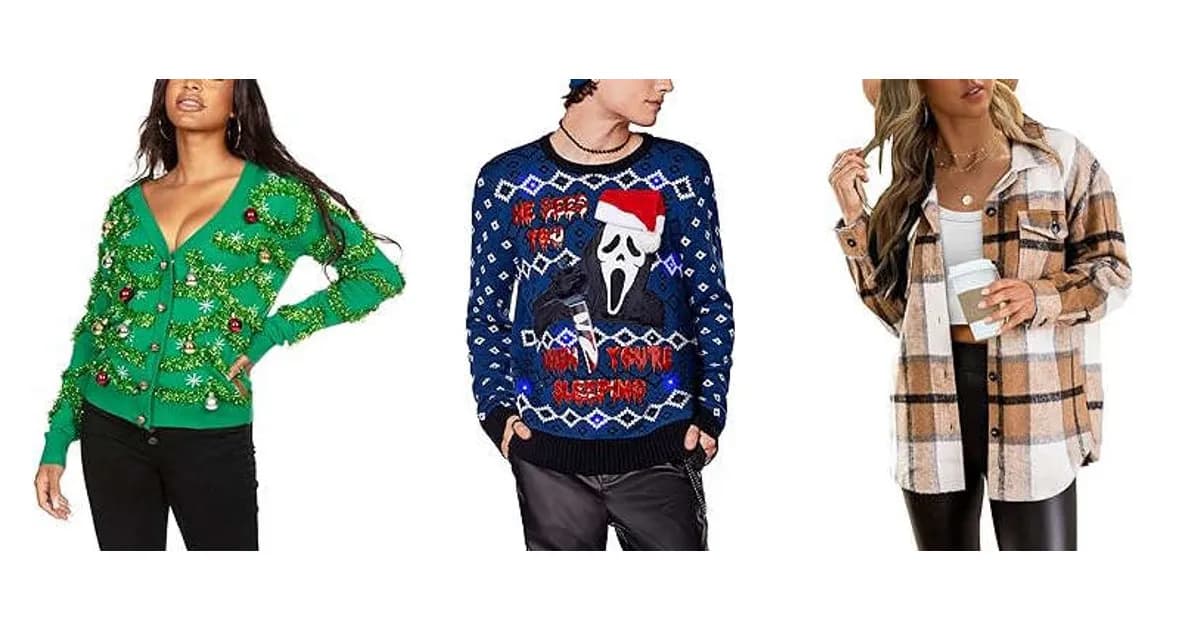 Image that represents the product page Spencer Gifts Christmas Sweaters inside the category festivities.