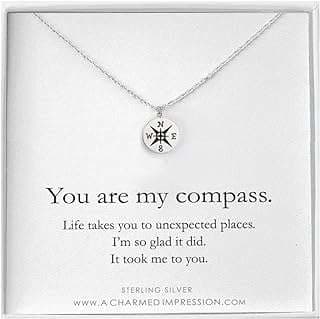 Image of Silver Compass Charm Necklace by the company A Charmed Impression.
