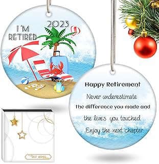 Image of Beach Retirement Ceramic Ornament by the company Aestas-US.