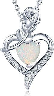 Image of Silver Rose Heart Necklace by the company Agvana Jewelry.