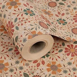Image of Floral Kraft Wrapping Paper Roll by the company Aimyoo Home.
