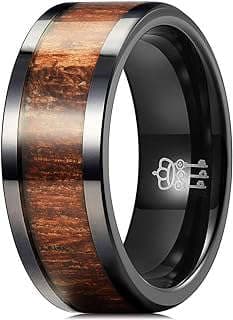 Image of Black Ceramic Antler Wood Ring by the company Amazon.com.