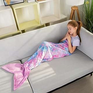 Image of Kids' Colorful Mermaid Tail Blanket by the company Amazon.com.