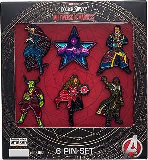 Image of Marvel Studios: Doctor Strange in the Multiverse of Madness. Metal-based with 6 Pin Set comes in an Officially Licensed Box (Amazon Exclusive) by the company Amazon.com.