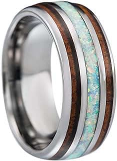 Image of Opal Tungsten Koa Wood Ring by the company Amazon.com.