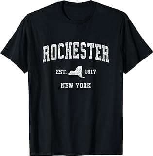 Image of Rochester New York NY Vintage Athletic Sports Design T-Shirt by the company Amazon.com.
