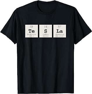 Image of Tesla-themed Periodic Table Shirt by the company Amazon.com.