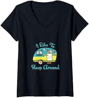 Image of Women's Glamping Campervan V-Neck T-Shirt by the company Amazon.com.