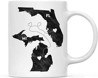 Image of Andaz Press 11oz. Coffee Mug Long Distance Gift, Michigan and Florida, Black and White Modern, 1-Pack, Moving Away Graduation University College Gifts for Him Her Relationships by the company Andaz Press.