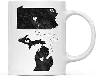 Image of Andaz Press 11oz. Coffee Mug Long Distance Gift, Pennsylvania and Michigan, Black and White Modern, 1-Pack, Moving Away Graduation University College Gifts for Him Her Relationships by the company Andaz Press.
