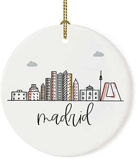 Image of Madrid Skyline Christmas Ornament by the company Andaz Press.