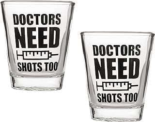 Image of Doctor-themed shot glasses by the company Artisan Owl.
