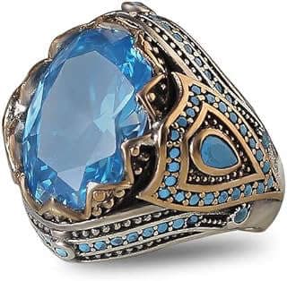 Image of Men's Blue Topaz Silver Ring by the company BayVog.
