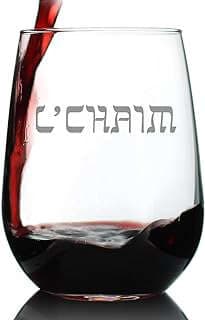 Image of Hebrew Cheers Stemless Wine Glass by the company Bevvee.