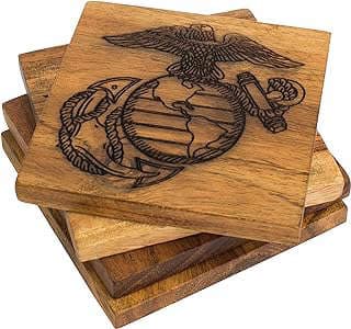 Image of USMC Engraved Wood Coasters by the company Cape Coral Housewares.