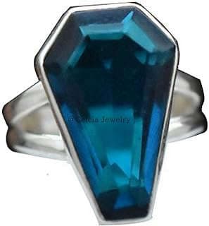 Image of Blue Topaz Coffin Ring by the company Celcia Jewelry.