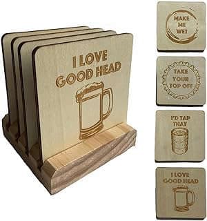 Image of Beer Themed Wooden Coasters by the company Coastville.