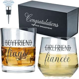 Image of Engagement Wine and Whiskey Glasses by the company Creativ Cart LLC.