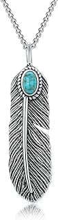 Image of Turquoise Feather Silver Necklace by the company DACHEN SHOP.