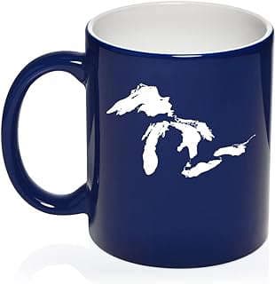 Image of Great Lakes Michigan Ceramic Coffee Mug Tea Cup Gift for Her, Him, Sister, Brother, Women, Men, Husband, Wife, Friend, Mom, Dad, Boss, Coworker, Birthday, Housewarming, Retirement (11oz Blue) by the company Daylor.