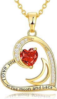 Image of Gold Heart Birthstone Necklace by the company DFUNH Jewelry.