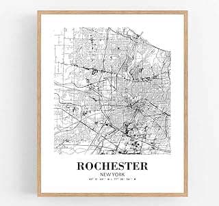 Image of Eleville 8X10 Unframed Rochester New York City View Abstract Road Modern Map Art Print Poster Wall Office Home Decor Minimalist Line Art Hometown Housewarming wgn465 by the company Eleville.