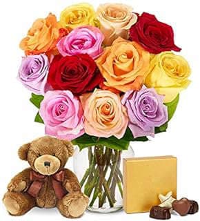 Image of Rainbow Roses with Gifts by the company FROM YOU FLOWERS.