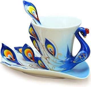 Image of Peacock Tea Cup Set by the company Glodeals.