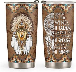Image of Wolf Dreamcatcher Travel Mug by the company GodlyBible.