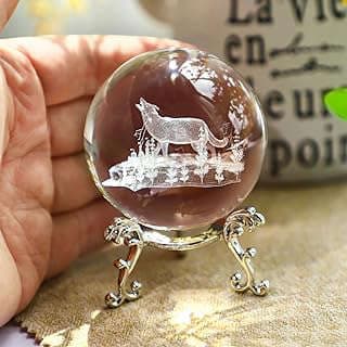 Image of Wolf Engraved Crystal Ball by the company hdcrystalgifts.