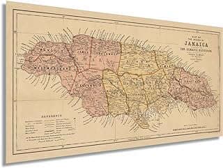 Image of Vintage Jamaica Map Poster by the company HISTORIX by Historic Prints.