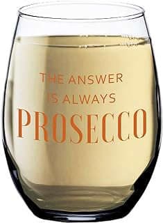 Image of Personalized Prosecco Wine Glass by the company Humor Us Goods.