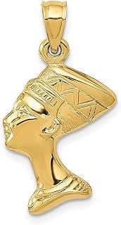 Image of Gold Queen Nefertiti Pendant by the company IceCarats® Designer Jewelry Gift USA.