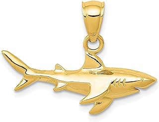 Image of Gold Shark Necklace Pendant by the company IceCarats® Designer Jewelry Gift USA.
