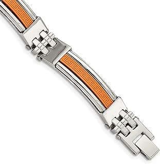 Image of Men's Stainless Steel Orange Bracelet by the company IceCarats® Designer Jewelry Gift USA.