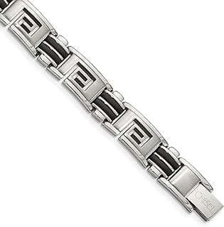 Image of Stainless Steel Rubber Bracelet by the company IceCarats® Designer Jewelry Gift USA.