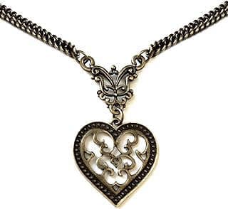 Image of Heart Necklace Bronze Filigree by the company I.Love.Vintage Jewelry (London).