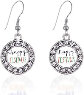 Image of Silver CZ Circle Charm Earrings by the company InspiredSilver.
