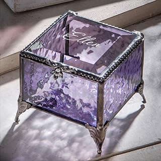 Image of Personalized Purple Glass Jewelry Box by the company J Devlin Glass Art.