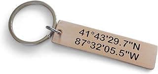 Image of Bronze Keychain with Coordinates by the company Jewelry Everyday.