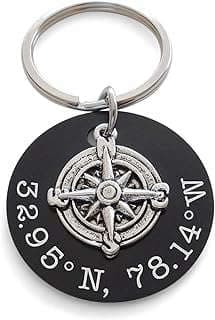Image of Engraved Coordinates Keychain by the company Jewelry Everyday.
