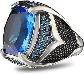 Image of Men's Blue Topaz Silver Ring by the company KsrModa.