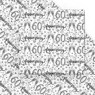 Image of Silver 60th Anniversary Wrapping Paper by the company Laribbons.