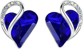Image of Birthstone Heart Stud Earrings by the company Leafael Jewelry USA Official Store.