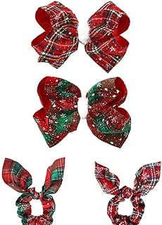 Image of Christmas Bow Clips Scrunchies Set by the company Longbestus.