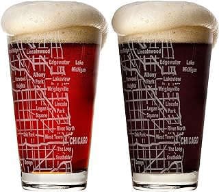 Image of Chicago Map Beer Glasses by the company MagnifyLabs, LLC.
