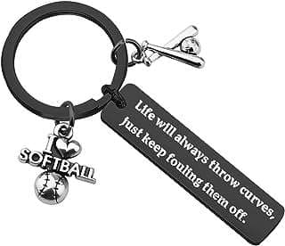 Image of Softball Player Coach Keychain by the company MAOFAED JEWELRY.