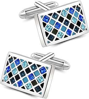 Image of Swarovski Crystal Blue Cufflinks by the company Mr.Van Jewelry.