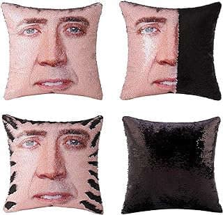 Image of Nicolas Cage Sequin Pillow Cover by the company MuSheng Trade.